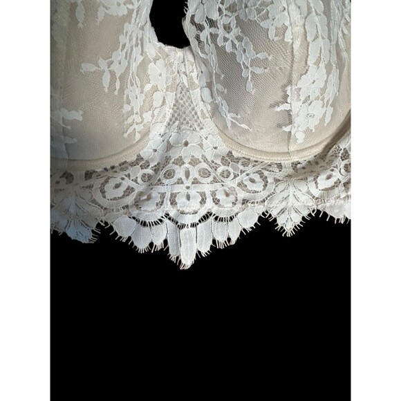 34DD BRIDAL Ivory Victorias Secret Dream Angels Floral Long Line Demi UW Bra - Picture 4 of 8